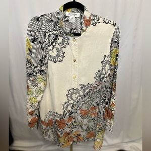 Citron 100% silk blouse button up